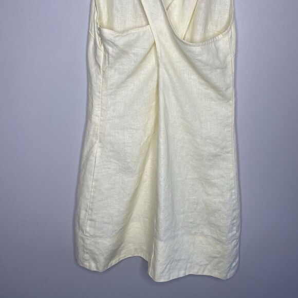 MADEWELL Mini Dress Women 2 Pale Yellow 100% Linen NEW Cross Back A-Line NR350 - Picture 10 of 14